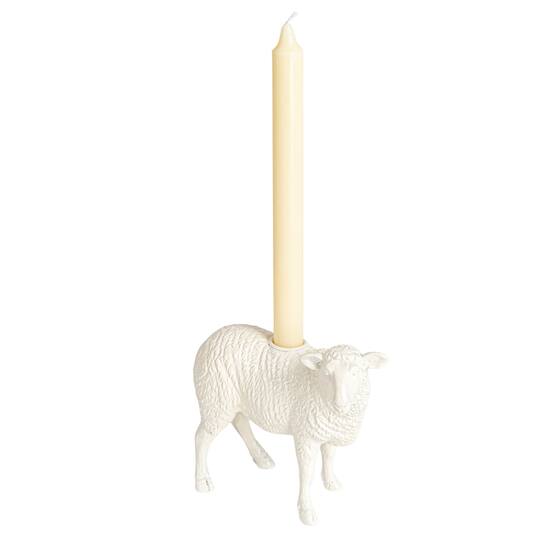 Hello Honey® 6.75" Long White Pastoral Elegance Sheep Taper Candle Holder